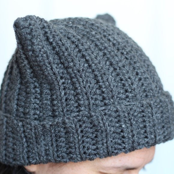 Cute Cat Ear Beanie - Handmade Crochet Cat Hat - Kitty Winter Hat - Picture 5 of 7